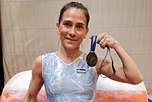 47-летняя Оксана Чусовитина завоевала серебро в опорном прыжке на этапе Кубка мира в Баку