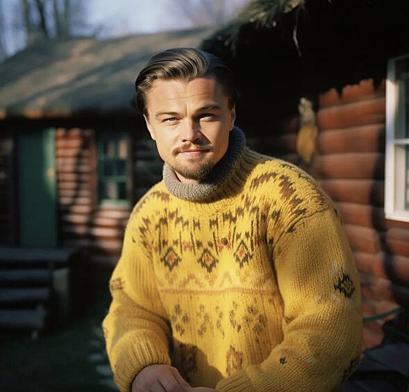 Брэд Питт неспроста имеет русские корни - только взгляните, как ему идет свитер с узорами и деревянный домик на фоне!