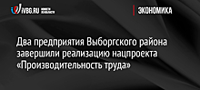 Два предприятия Выборгского района завершили реализацию нацпроекта «Производительность труда»