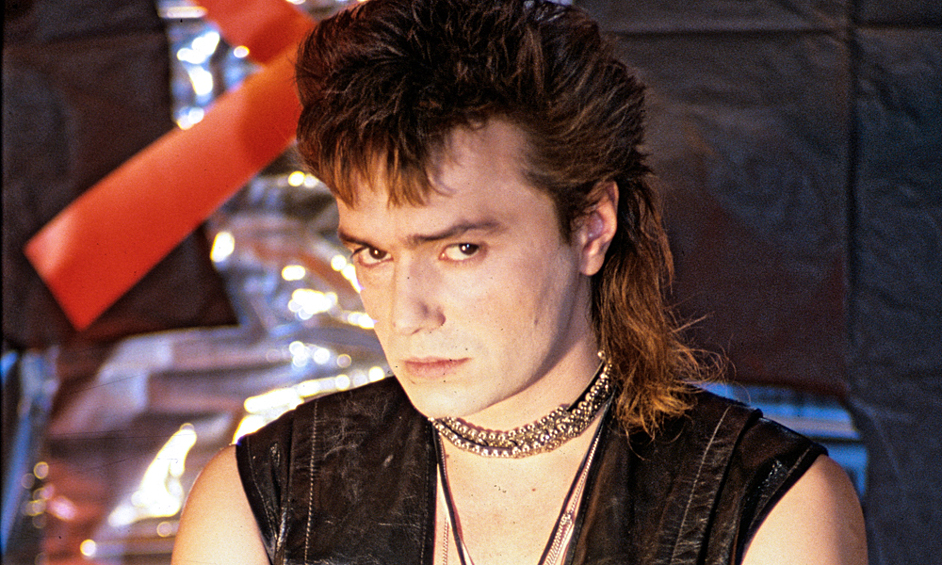 Константин Кинчев, солист рок-группы "Алиса", на съемках фильма "Взломщик" на киностудии "Ленфильм", 1987 год
