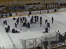 Болельщик снял массовую драку детей на хоккейном турнире в Молодечно