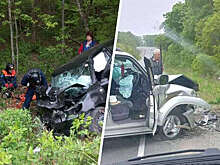 В Приморье на видео попало жестокое столкновение автомобилей на трассе