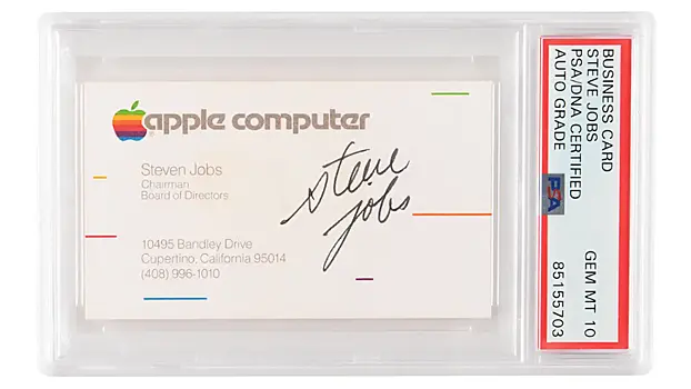 Подписанную визитку Стива Джобса 1983 года продали за 181 000 долларов
