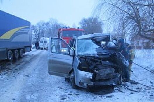 Один человек погиб и двое пострадали в ДТП с фурой и минивэном под Липецком