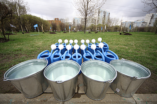 А.Кульбачевский с волонтерами посадили 22 лиственницы в парке 850-летия Москвы