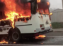 В Петербурге на ходу загорелся автобус