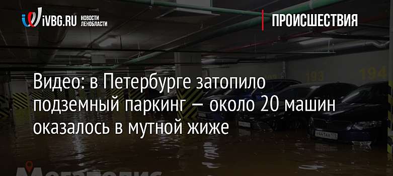 Видео: в Петербурге затопило подземный паркинг — около 20 машин оказалось в мутной жиже