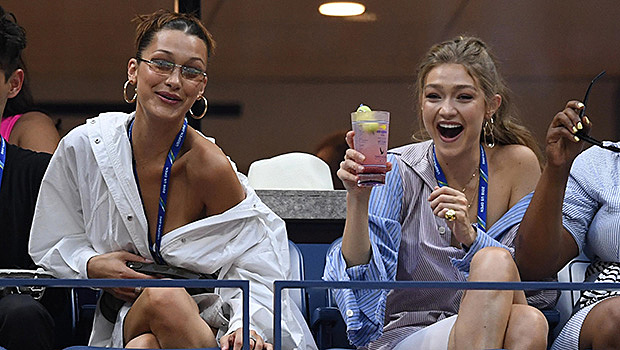 Джиджи и Белла Хадид в платьях-рубашках на игре Серены Уильямс на US Open