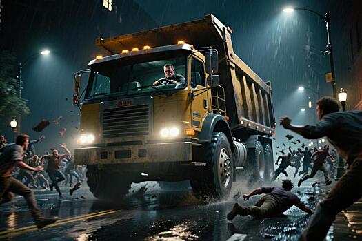 Водитель самосвала дважды пытался переехать людей в российском городе