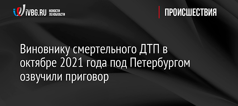 Виновнику смертельного ДТП в октябре 2021 года под Петербургом озвучили приговор