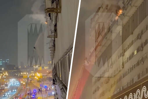 В Москве горит «дом-корабль» рядом с метро Тульская