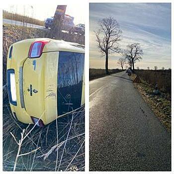 Под Славском разогнавшаяся легковушка вылетела в кювет, водителя увезли на скорой