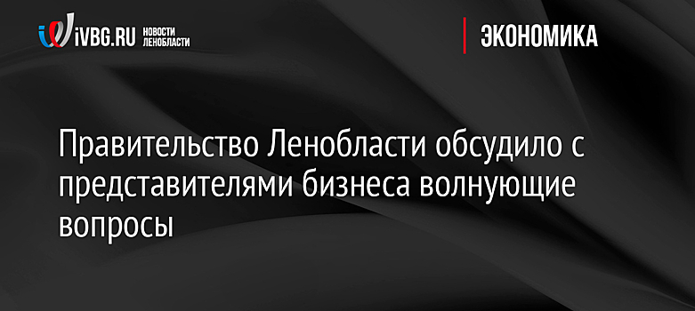 Правительство Ленобласти обсудило с представителями бизнеса волнующие вопросы