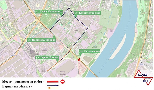 Движение под путепроводом у Мызинского моста перекроют в Нижнем Новгороде