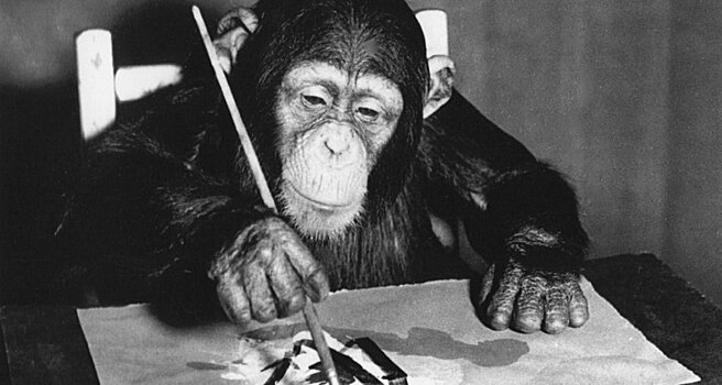 В Лондоне пройдет выставка картин, написанных шимпанзе Конго