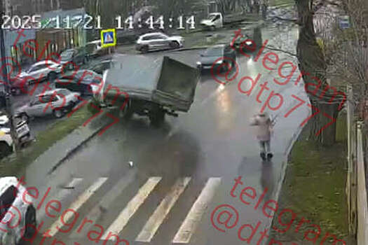 В Мытищах "Газель" опрокинулась, объезжая женщину на зебре, и попала на видео