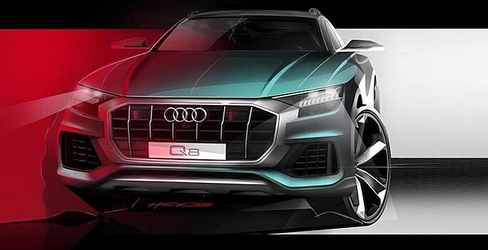 Показан дизайн передней части нового внедорожника Audi Q8