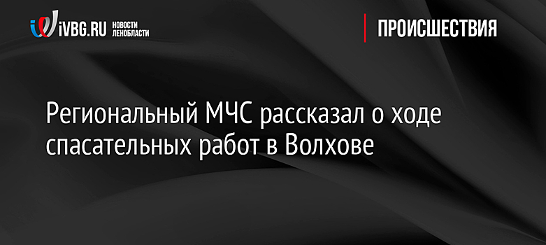 Региональный МЧС рассказал о ходе спасательных работ в Волхове