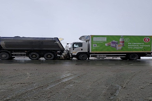 Два грузовика сплющили легковушку неподалеку от города Обь