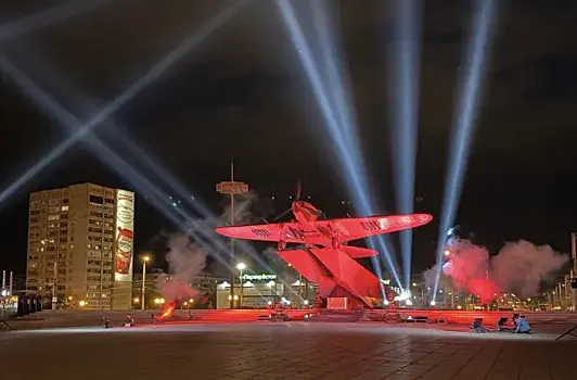 В Самаре прошла техническая репетиция патриотической акции "Лучи Победы"