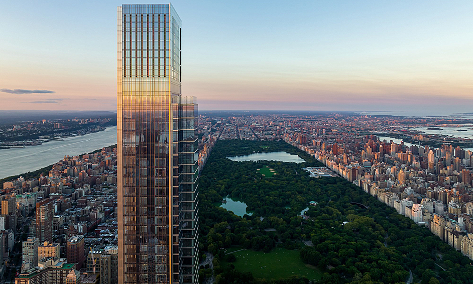 Пентхаус The Central Park Tower на фоне панорамы Нью-Йорка