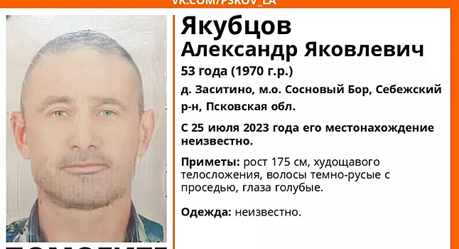 В Себежском районе пропал 53-летний Александр Якубцов