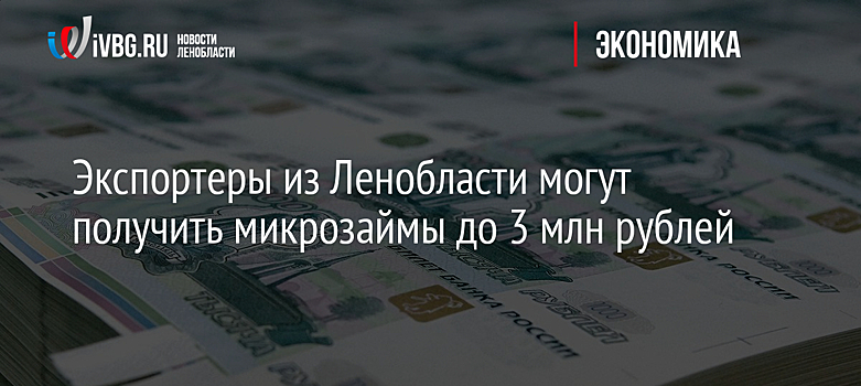 Экспортеры из Ленобласти могут получить микрозаймы до 3 млн рублей