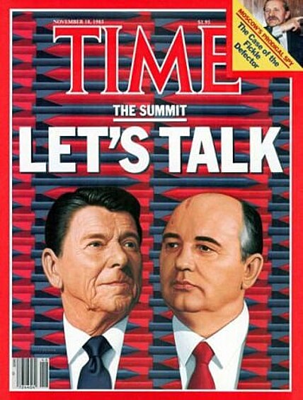Горбачев и Рейган. "Поговорим", - гласит надпись на обложке журнала Time
