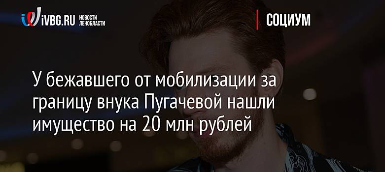 У бежавшего от мобилизации за границу внука Пугачевой нашли имущество на 20 млн рублей