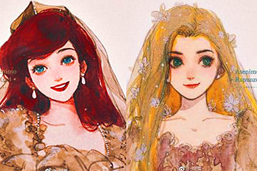 Принцессы Disney в нежных нарядах невест
