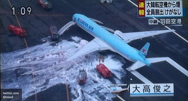 Опубликовано видео пожара на борту «Боинга» в токийском аэропорту