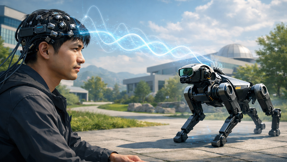 В Китае научились управлять собакой-роботом силой мысли