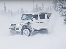 Видео: внедорожник «Майбах» дрифтит по снегу в лесу