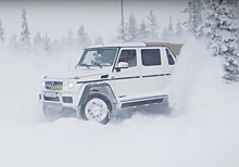Видео: внедорожник «Майбах» дрифтит по снегу в лесу
