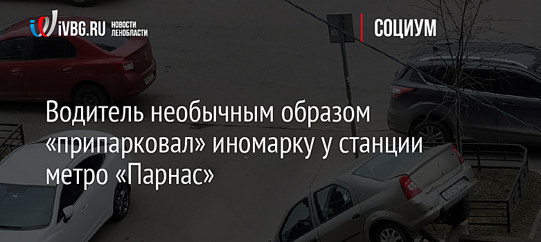 Водитель необычным образом «припарковал» иномарку у станции метро «Парнас»