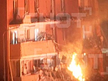 Пожар начался в Адыгее после падения обломков БПЛА, возгорание сняли на видео