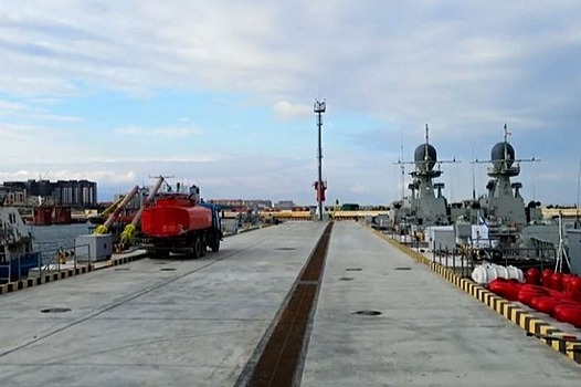 Четыре причала построили в новом пункте базирования Каспийской флотилии