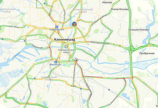 Юг города — красный: карта пробок в Калининграде на утро среды