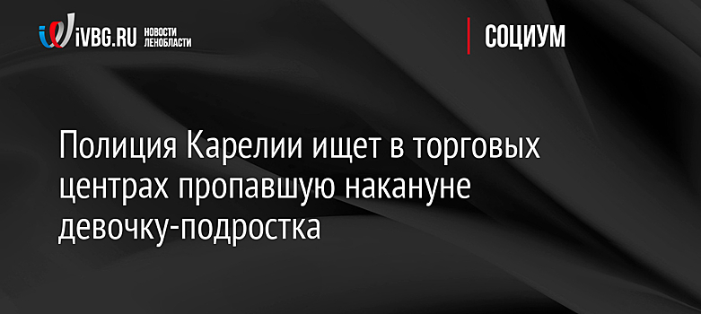 Полиция Карелии ищет в торговых центрах пропавшую накануне девочку-подростка