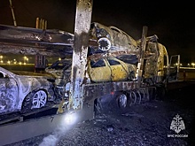 Автовоз с иномарками сгорел в Нижегородской области