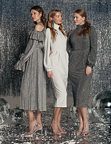 Блестки, перья и модели plus-size: смотрим новогодний лукбук вечерних платьев Yulia Prokhorova Beloe Zoloto