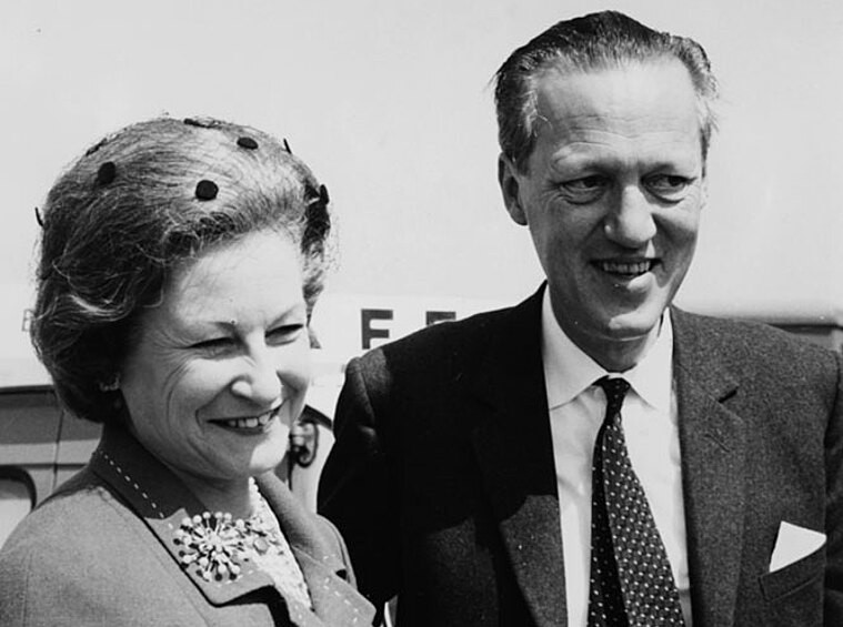 Анна (старшая сестра Нериссы и Кэтрин) со своим супругом принцем Джорджем Вальдемаром Датским в 1965 году.