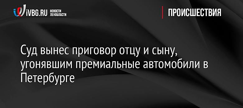 Суд вынес приговор отцу и сыну, угонявшим премиальные автомобили в Петербурге