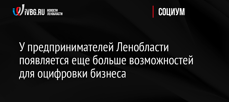У предпринимателей Ленобласти появляется еще больше возможностей для оцифровки бизнеса