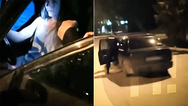 Пьяная автоледи протащила полицейского на двери машины