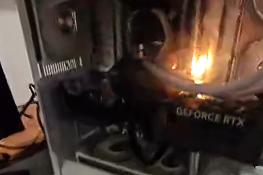 Видеокарта RTX 5090 загорелась сразу после первого включения