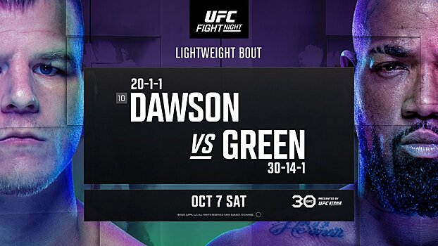 UFC Vegas 80: Грин нокаутировал Доусона в первом раунде и другие бои