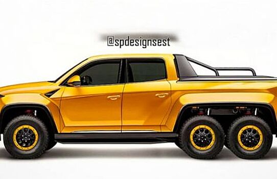 В Сети опубликовали изображения шестиколесного пикапа Lamborghini Urus