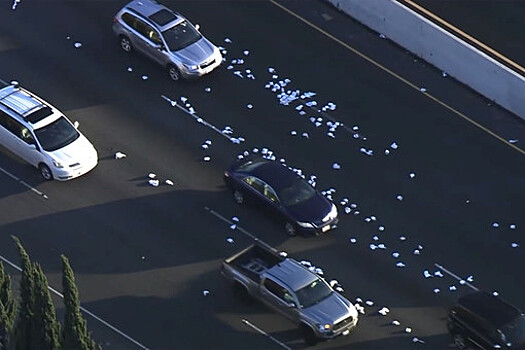 Сотни рулонов туалетной бумаги на калифорнийских дорогах вызвали проблемы в движении