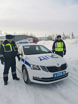 В Оренбургской области сотрудники ДПС помогли водителю и пассажирам автомобиля,  оказавшимся на дороге в сильный мороз без топлива